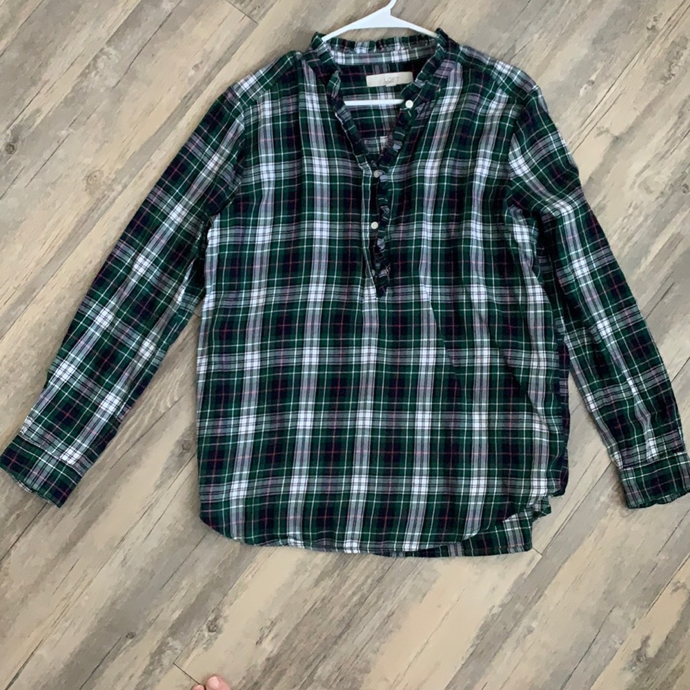 EUC LOFT 1/4 button down top
